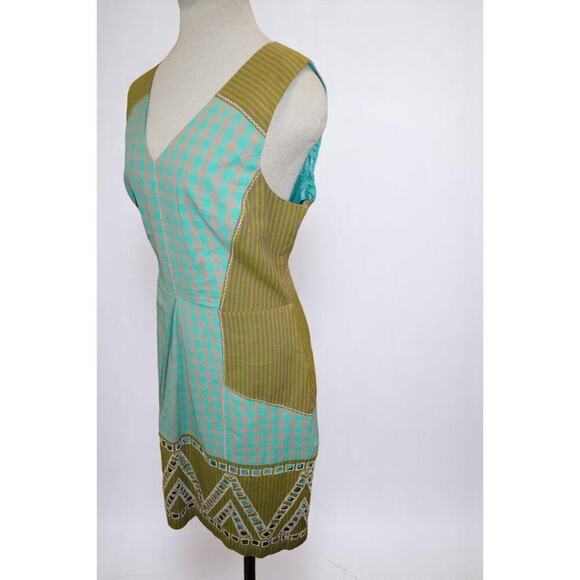 HD in Paris by Anthropologie Geometric Checkered Embroidered Dress – Size 12 - Picture 2 of 10